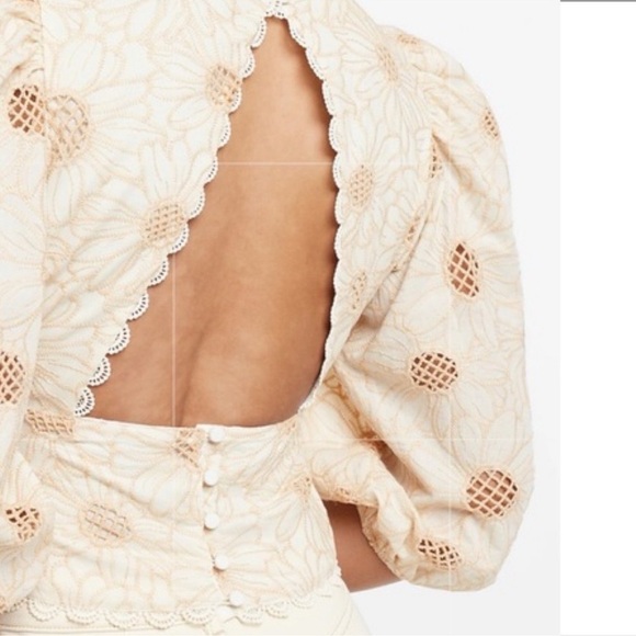 Express Embroidered Eyelet Open Back Top Sz XL - Picture 2 of 15